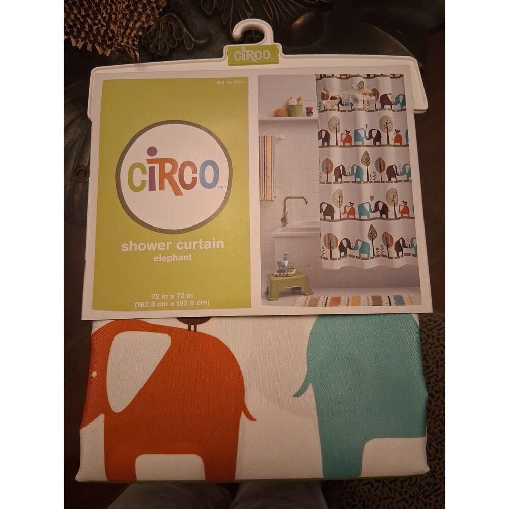 Circo Elephant Shower Curtain New in Package Polyester Colorful Wildlife
